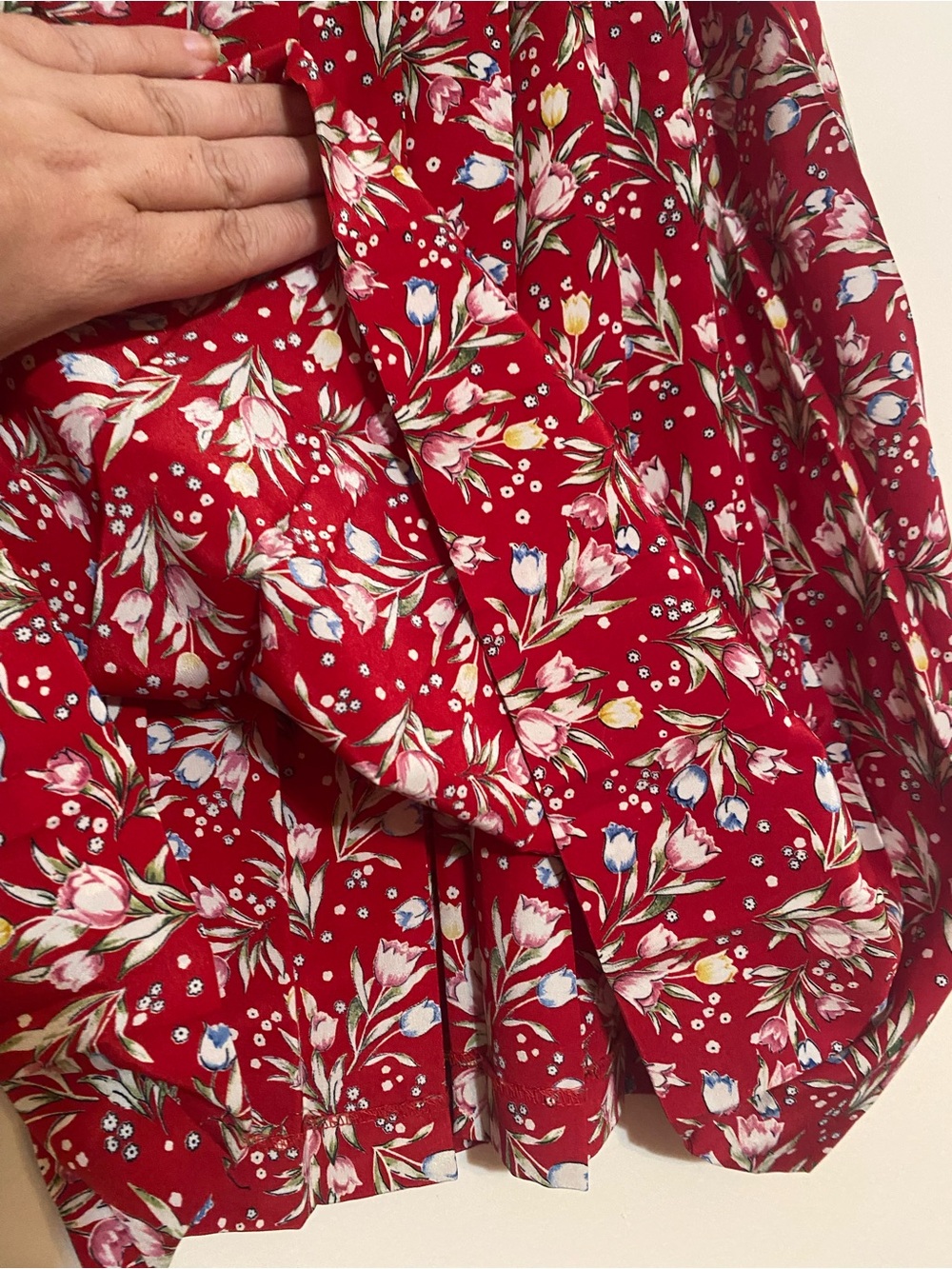 Red Floral Strapless Summer Dress - Picture 4 of 6